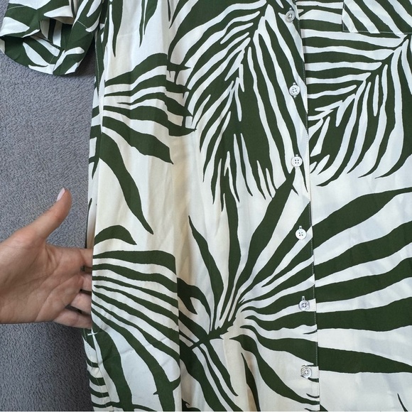 AYR The Pool House Button Down Green Leaf Silk Dress Size XL Shirtdress - Picture 4 of 15